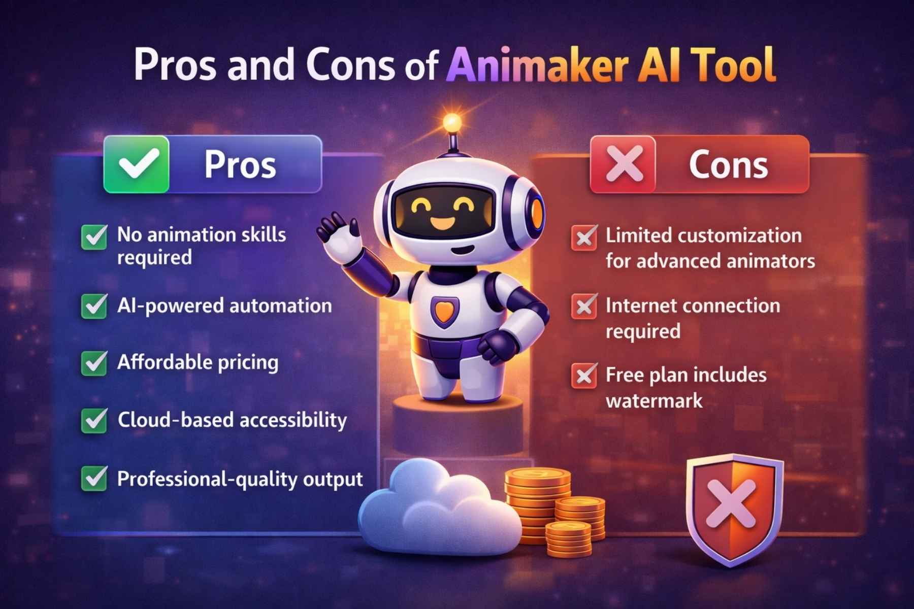 Pros and Cons of Animaker AI Tool