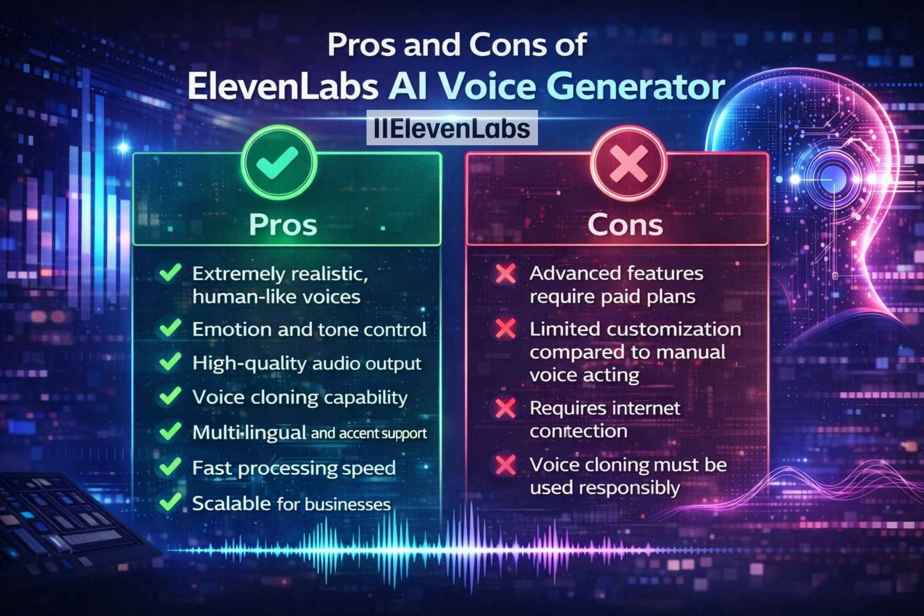 Pros and Cons of ElevenLabs AI Voice Generator