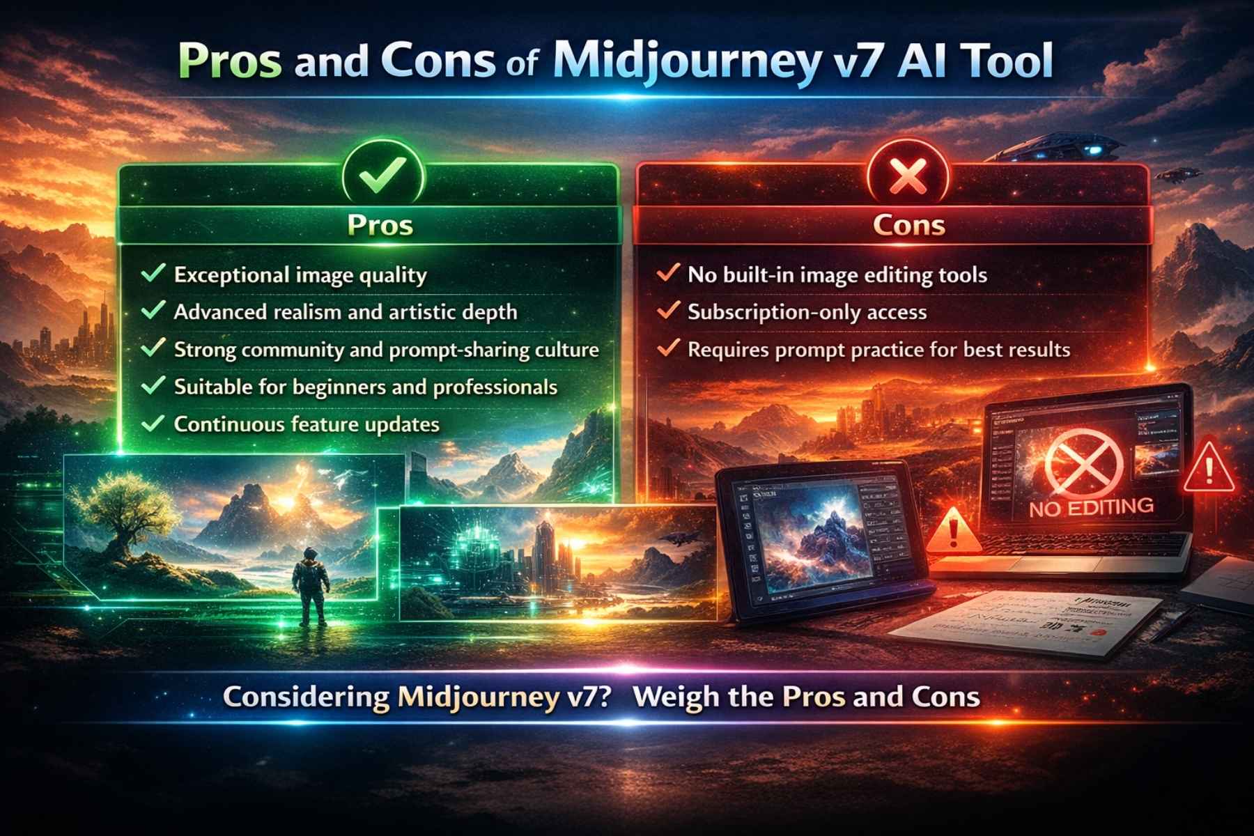 Pros and Cons of Midjourney v7 AI Tool