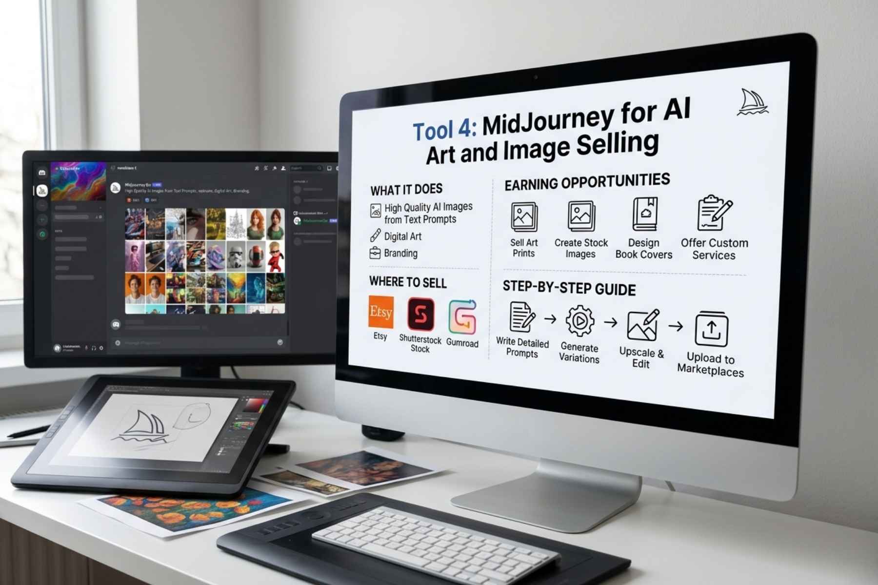 Tool 4: MidJourney for AI Art and Image Selling