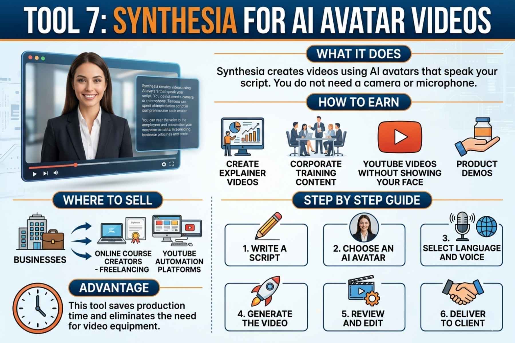 Tool 7: Synthesia for AI Avatar Videos
