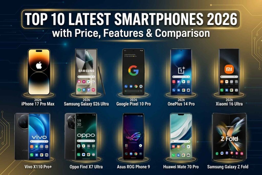 Top 10 Latest Smartphones 2026 with Price, Features & Comparison